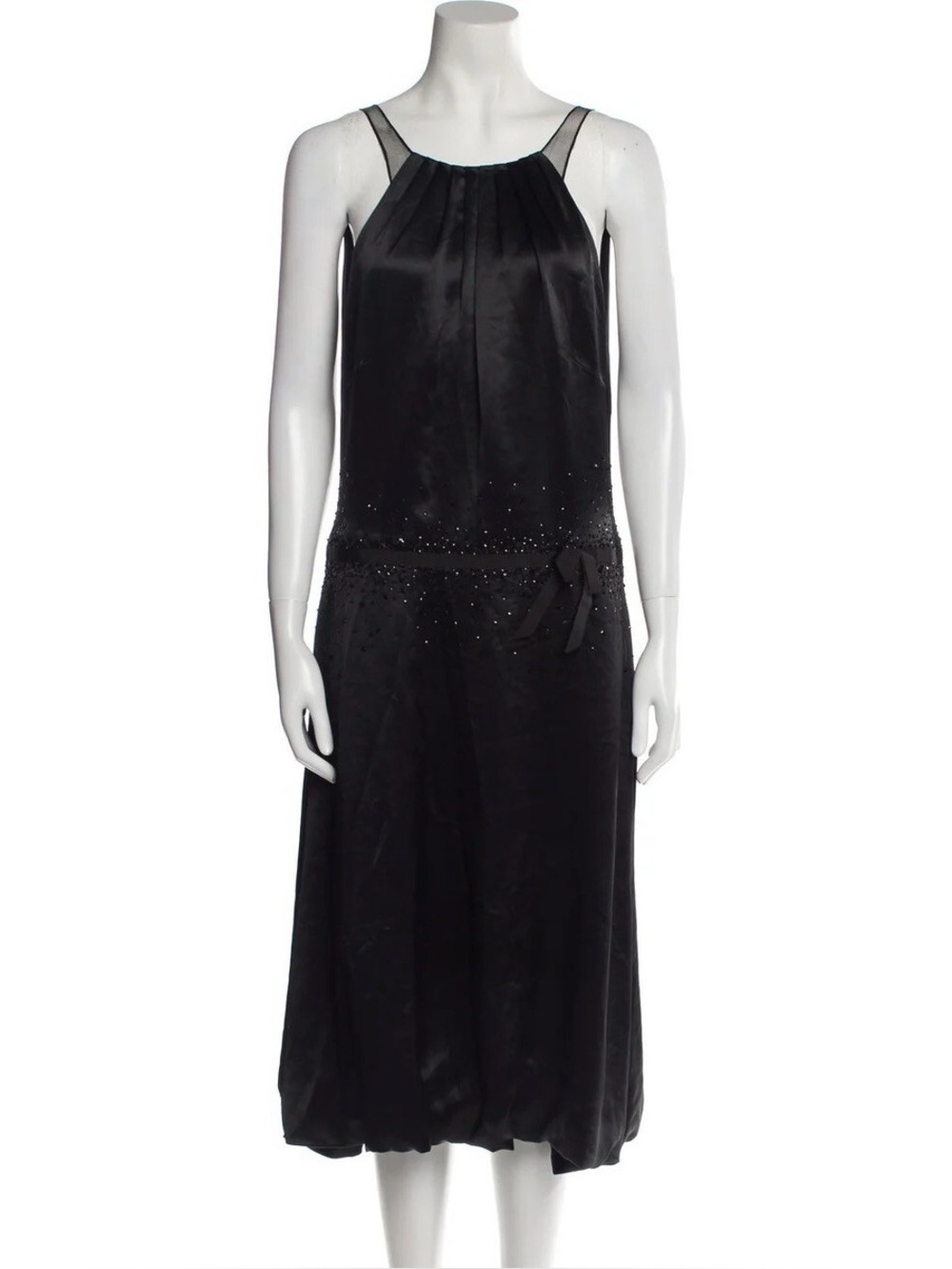 Vintage Vera Wang Black Maxi Evening Dress with Spaghetti Straps